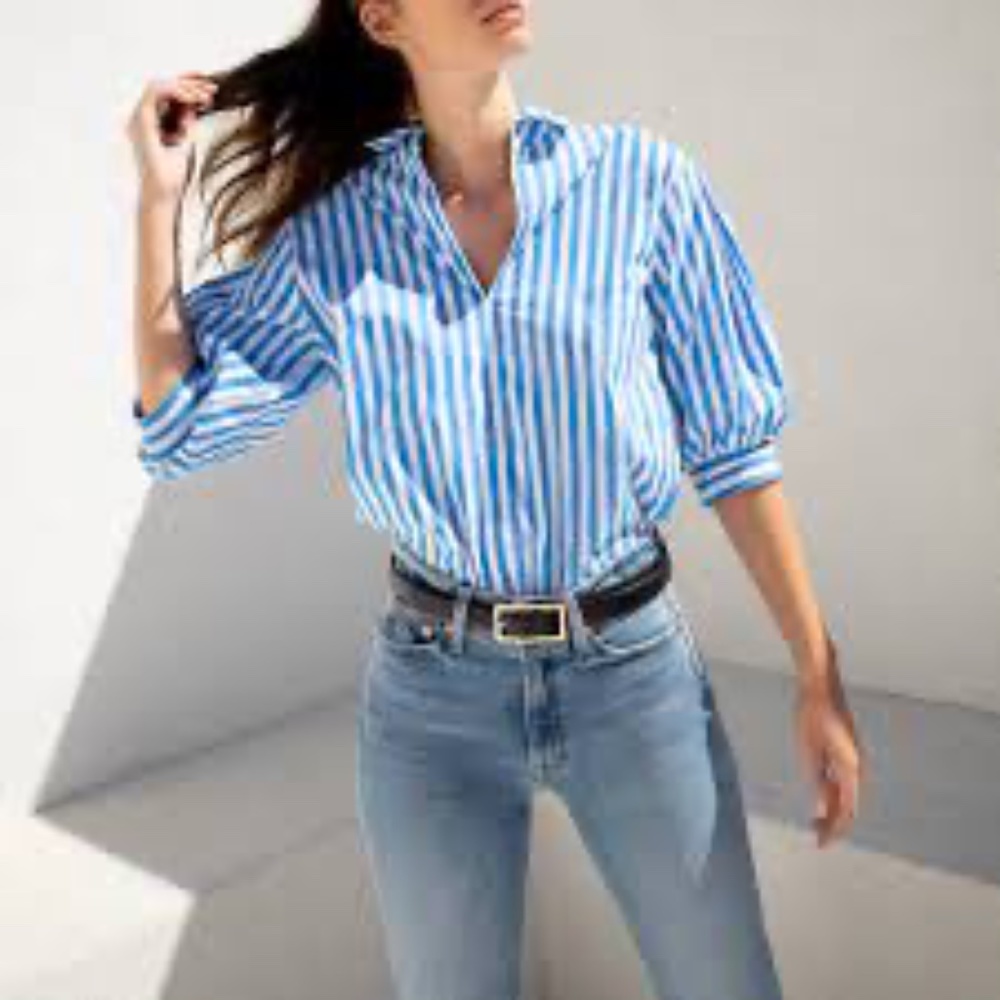 NEW AYR The Capeside Shirt in Athens Blue size small